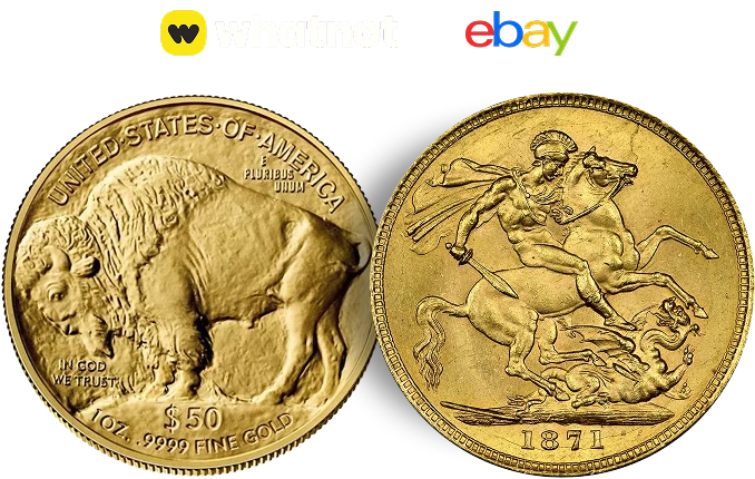 Gold Numismatic Coins with social media logos