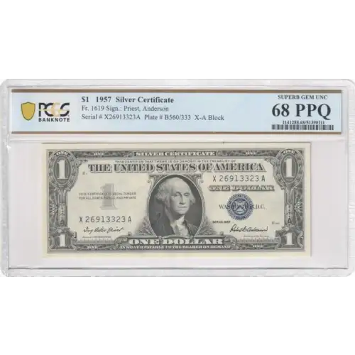 $1 1957 blue seal. Small Silver Certificates 1619 (2)