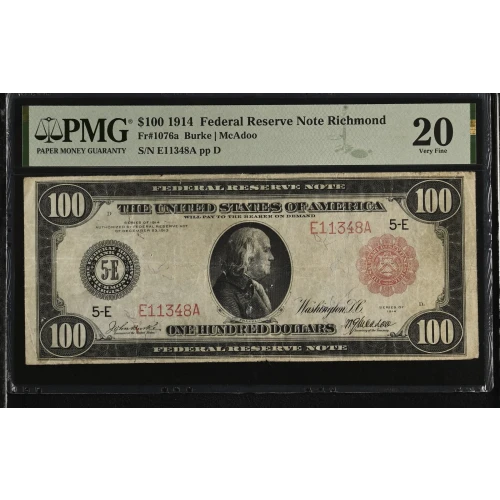 $100 1914 Red Seal Federal Reserve Notes 1076A (2)