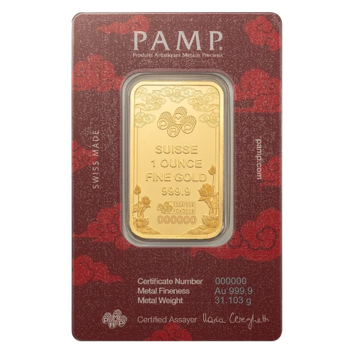 1oz PAMP Gold Bar - Good Luck Yellow Dragon (2)