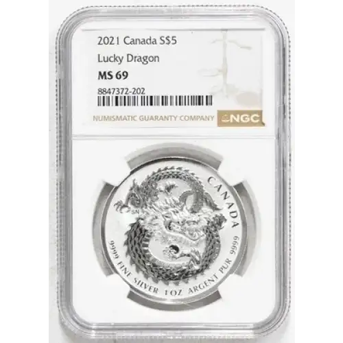 2021 1oz Canadian Lucky Dragon MS69 NGC