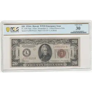 $20 1934-A brown seal Emergency Notes Issued During WW2 2305 (2)