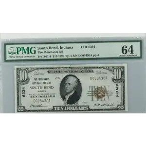 $10 1929 small brown seal. Small National Bank Notes 1801-1
