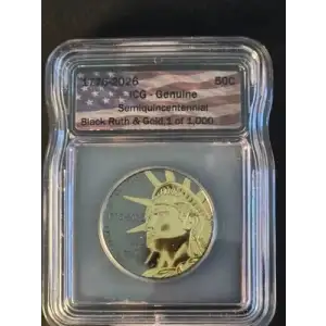 Liberty Half Dollar 1776-2026 | Black Ruthenium Finish with 24K Gold Highlights