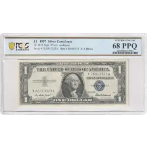 $1 1957 blue seal. Small Silver Certificates 1619 (2)